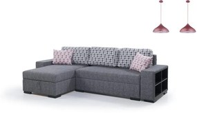 Γωνιακός καναπές κρεβάτι Milan, σκούρο γκρι, με αποθηκευτικό χώρο 275x88x164cm Αριστερή γωνία – GOY-TED-044