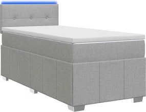 vidaXL Κρεβάτι box spring με στρώμα Ανοιχτό γκρι 90 x 190 cm Ύφασμα