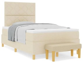 vidaXL Κρεβάτι με ελατήρια με στρώμα Κρεμ 120 x 190 cm ύφασμα