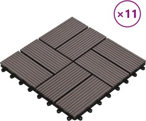 vidaXL Πλάκα Κατασκευής 11 pcs Σκούρο Καφέ 30 x 30 cm WPC
