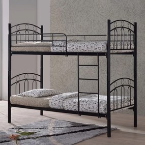 DECKER Κρεβάτι Κουκέτα Μέταλλο Βαφή Μαύρο 98x210x176 (Στρώμα 90x200)cm Ε8046