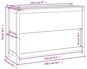 Ζαρντινιέρα Υπερυψωμένη 119,5x40x78 εκ. από Μασίφ Ξύλο Πεύκου - Μαύρο