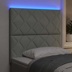vidaXL LED κεφαλάρι Ανοιχτό γκρι 90 cm Βελούδο