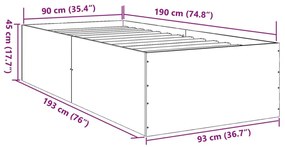 Πλαίσιο Κρεβατιού Καπνιστή Δρυς 90 x 190 εκ. Επεξεργασμένο Ξύλο - Καφέ