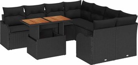 vidaXL Σετ Καναπέ Κήπου με μαξιλάρι 7 pcs Μαύρο