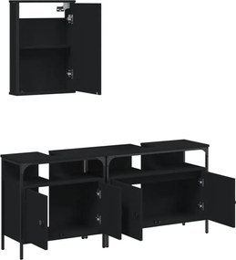 vidaXL Σετ Επίπλων Μπάνιου 3 Τεμαχίων Μαύρο από Τεχν. Ξύλο