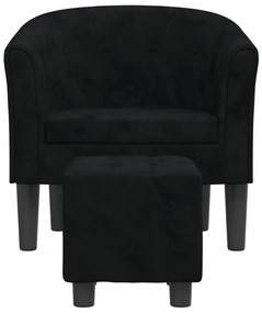 vidaXL Πολυθρόνα Μπάρελ με Υποπόδιο Μαύρη Βελούδινη