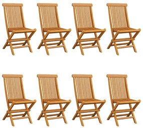 vidaXL Καρέκλες Κήπου 8 τεμ. από Μασίφ Ξύλο Teak με Γαλάζια Μαξιλάρια