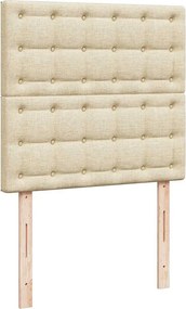 vidaXL Κρεβάτι Boxspring με Στρώμα Κρεμ 90x200 εκ.Υφασμάτινο