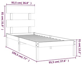 Πλαίσιο Κρεβατιού Λευκό 90 x 190 εκ. Μασίφ Ξύλο Single - Λευκό