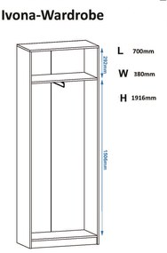 Έπιπλο Εισόδου Ντουλάπα/Γκαρνταρόμπα IVONA Ρουστίκ 70x38x191,6