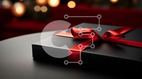 Intra Συλλεκτικό Ξύλινο Παζλ Plywood 4mm - Μαύρο κουτί δώρου με κόκκινη κορδέλα σε οβάλ τραπέζι Σε Ξύλινο Κουτί - Διαστάσεις: 10x10 cm – 25 κομμάτια