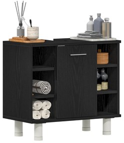 vidaXL Ντουλάπι Μπάνιου Μαύρο Δρυς 60x32x54 εκ. Επεξεργασμένο Ξύλο