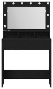 vidaXL Επιφάνεια Μακιγιάζ  με LED Φώτα, Μαύρη Δρυς, 79x41x135 εκ