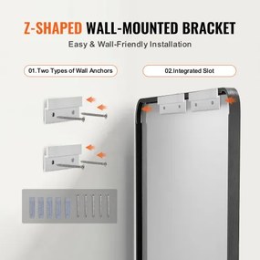 VEVOR Square Wall Mounted Mirror 36&quot; x 72&quot; Mirror with Aluminium Alloy Frame