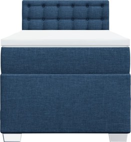 vidaXL Κρεβάτι Boxspring με Στρώμα Μπλε 100 x 200 εκ. Υφασμάτινο
