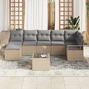 vidaXL Σετ Καναπέ με μαξιλάρι 8 pcs Μπεζ συνθετικό ρατάν