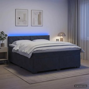 vidaXL Κρεβάτι Box Spring με Στρώμα και LED Σκούρο Γκρι 140 x 190 cm