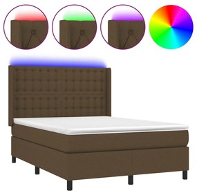 ΚΡΕΒΑΤΙ BOXSPRING ΜΕ ΣΤΡΩΜΑ &amp; LED ΣΚ.ΚΑΦΕ 140X200 ΕΚ ΥΦΑΣΜΑΤΙΝΟ 3138640