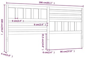 vidaXL Κεφαλάρι κρεβατιού Γκρι 206x4x100 εκ. από Μασίφ Ξύλο Πεύκου