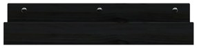 Ράφια Τοίχου 2 τεμ. Μαύρα 50x12x9 εκ. από Μασίφ Ξύλο Πεύκου - Μαύρο