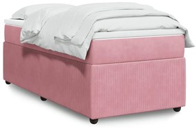 vidaXL Κρεβάτι Boxspring με Στρώμα Ροζ 90x190 εκ. Βελούδινο