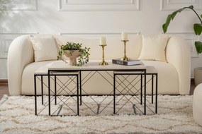 Coffee Table Set Defne - Black, Travertine Travertine Black