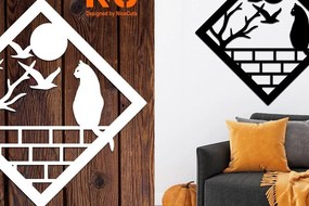 Σετ των 2 Intra απο ξύλο plywood 3mm-4mm πάχος Σκηνή γάτα στον τοίχο Δίασταση 20x20 cm INTRAFABR-17605061