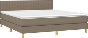 vidaXL Κρεβάτι Boxspring με Στρώμα &amp; LED Taupe 180x200 εκ. Υφασμάτινο