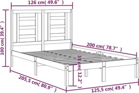 vidaXL Σκελετός Κρεβ. Χωρίς Στρώμα Λευκό 120x200 εκ Μασίφ Πεύκο
