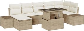 vidaXL Σετ Καναπέ Κήπου με μαξιλάρι 8 pcs μπεζ και κρεμ