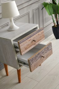Κομοδίνο Λευκό / Καρυδί FRELA 40x35x55