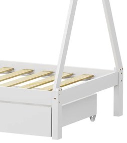 Κρεβάτι παιδικό Lalitto τύπου Montessori με 2 συρτάρια ξύλο λευκό 90x190 εκ. 90x190x170 εκ.