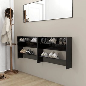 vidaXL Παπουτσοθήκες Τοίχου 2 τεμ. Μαύρες 80x18x60 εκ. Μοριοσανίδα