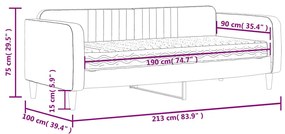 Κρεβάτι ημέρας με στρώμα σκούρο γκρι 90x190 cm Βελούδο 3197053