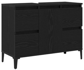 vidaXL Ντουλάπι Νιπτήρος σε Μαύρη Βελανιδιά, 80x33x60 εκ, Επεξεργασμένο Ξύλο