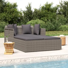 Ξαπλώστρα Γκρι 182 x 118 x 63 εκ. Συνθετικό Ρατάν με Μαξιλάρια