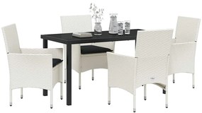 vidaXL Σέτ φαγητού για κήπο με μαξιλάρι 5 pcs Λευκό Πολυ ράταν