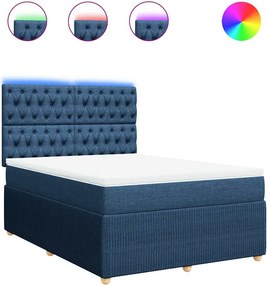vidaXL Κρεβάτι Boxspring με Στρώμα Μπλε 140x190 εκ. Υφασμάτινο