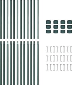 vidaXL Στύλος Περιφράξεων 12 pcs Πράσινο Ατσάλι με Επικάλυψη Πούδρας