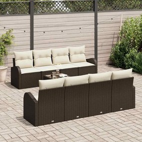 vidaXL Σετ Καναπέ Κήπου με μαξιλάρι 9 pcs Καφέ, Κρέμα 55 x 55 x 37 εκ