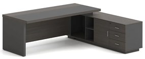 VIP Γραφείο Δεξιά Γωνία, Απόχρωση Grey Walnut 180x90x75/180x50x62 cm