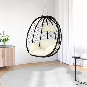 vidaXL Κρεμαστή καρέκλα αυγό Κρεμ λευκό 91,5 x 54,5 x 107 εκ