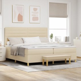 vidaXL Κρεβάτι με Στρώμα και Πάγκο Κρεμ 200x200 εκ Υφασμάτινο