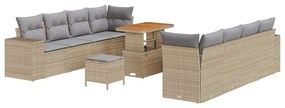 vidaXL Σετ Καναπέ Κήπου 11 pcs Μπέζ και Ανοιχτό Γκρι συνθετικό ρατάν