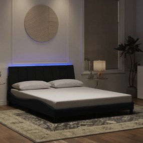 vidaXL Πλαίσιο Κρεβατιού με LED Μαύρο 160 x 200 εκ. Βελούδινο