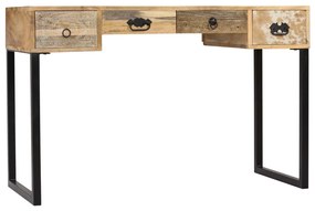 vidaXL Γραφείο 117 x 50 x 76 εκ. από Μασίφ Ξύλο Μάνγκο & Γνήσιο Δέρμα