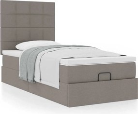 vidaXL Οθωμανικό κρεβάτι με στρώμα Taupe 100x200cm ύφασμα