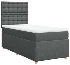 vidaXL Κρεβάτι Boxspring με Στρώμα Σκούρο Γκρι 80x200 εκ. Υφασμάτινο