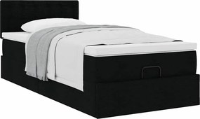 vidaXL Οθωμανικό κρεβάτι με στρώμα Μαύρο 90x200cm Ύφασμα